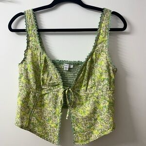 American Eagle Outfitters Green Floral Crop Top